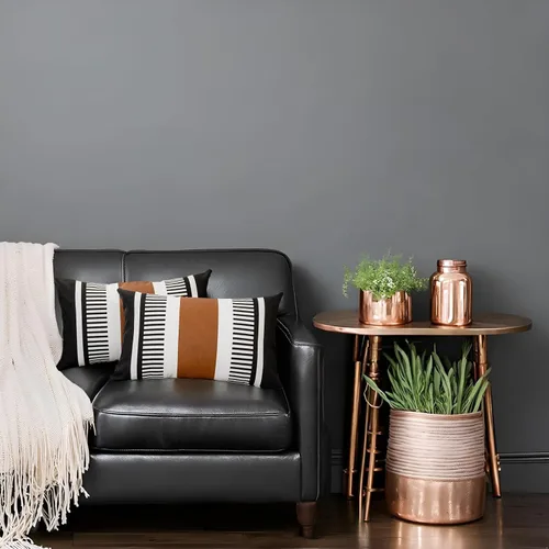 Miniatura 8 de Fundas de almohada lumbar a rayas bohemias de 12 x 20 pulgadas, funda de almohada de cuero moderna para sofá, decoración del hogar rural, color Negro