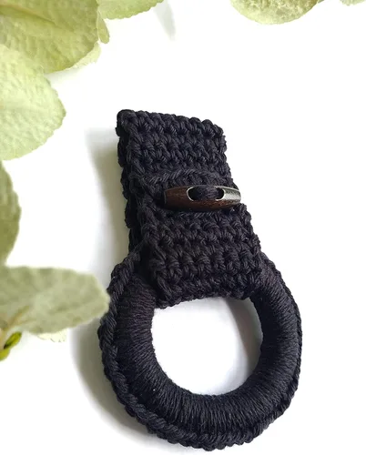 Miniatura 3 de Anillo de toallas de cocina colgante - Toallero para toallas de cocina con lazo para colgar - Percha de toalla de cocina regalo único de Negro
