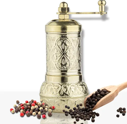 Miniatura 11 de Molinillo de sal y pimienta negra, molinillo de especias recargable, molinillo de pimienta turca vintage, molinillo de sal auténtico con grosor