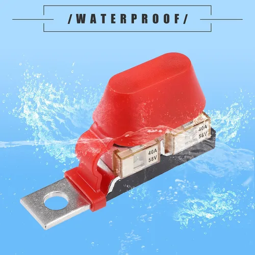 Miniatura 4 de Motoforti Kit de bloque de fusibles de terminal MRBF 40A, doble voltaje máximo de 58 V para automóvil, barco marino, RV, plástico, negro, 1 juego