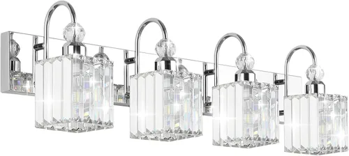 Miniatura 10 de Ralbay - Luces LED modernas de tocador para baño de 5 luces, luces de tocador de cristal sobre espejo, lámparas modernas de tocador para baño