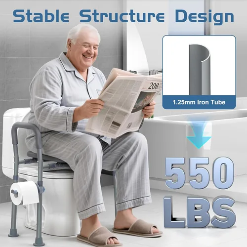 Miniatura 3 de Elevador de Asiento de Inodoro Dedibody para Personas Mayores, Asiento de Inodoro Elevado con Asas, Altura y Ancho Ajustables, Asiento de Inodoro
