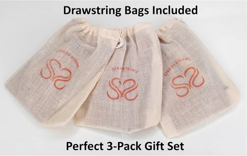 Miniatura 3 de Paquete de 3 collares de bambú natural de respiración consciente de Stress Straws para meditación y ansiedad, Bambú