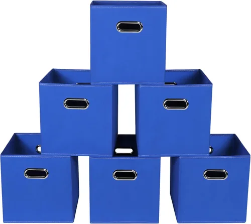 Miniatura 9 de Contenedores de almacenamiento de tela, organizadores de tela con asa, cubos plegables para almacenamiento de tela o accesorios, 11 x 11 x 11 Naranja