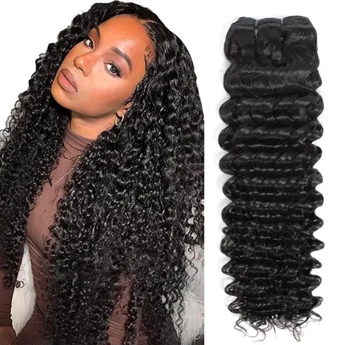Miniatura 18 de Paquetes de cabello ondulado profundo, cabello humano rizado, 18 20 22 pulgadas, paquetes de cabello humano rizado y ondulado 100% sin procesar