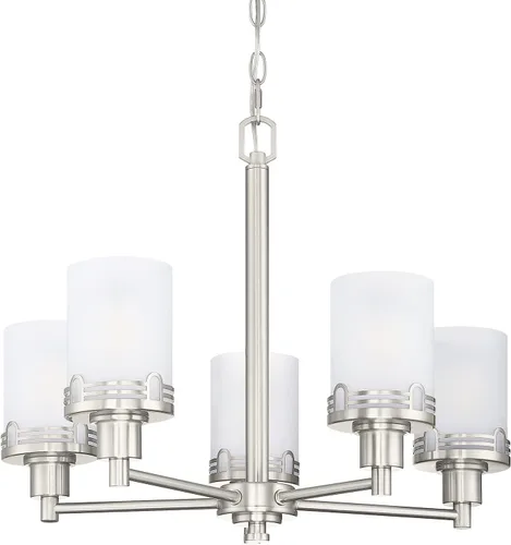 Miniatura 15 de 3 luces de vidrio industrial moderno con acabado de níquel cepillado. Accesorio de iluminación y decoración de jaula de alambre de metal para sala