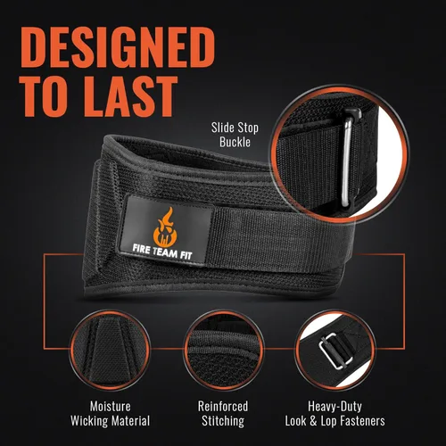 Miniatura 5 de Cinturón para levantamiento de pesas Fire Team Fit, para hombres y mujeres, de 6 pulgadas, soporte de espalda para fisicoculturismo y fitness, ideal