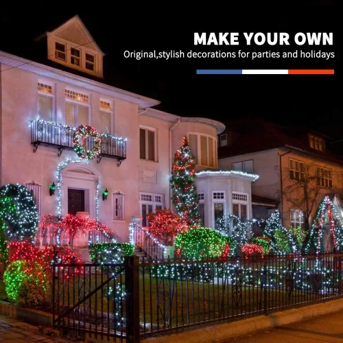 Miniatura 6 de Green Convenience - Guirnalda de luces de Navidad de 33 pies con 100 luces LED y función de memoria de temporizador, a baterías o USB, resistente al