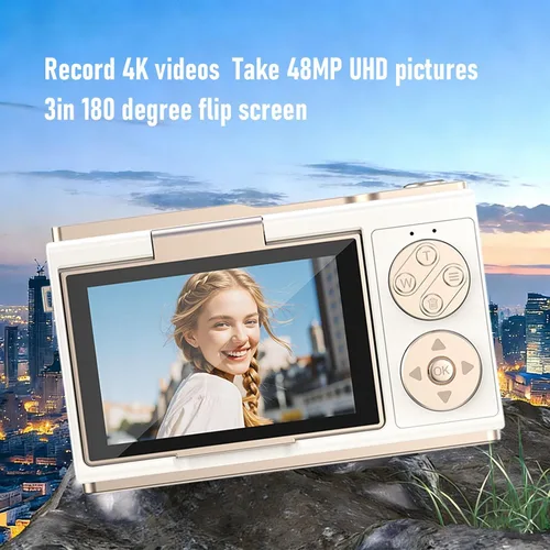 Miniatura 3 de Yunseity Cámara digital 4K 48MP Vlogging Cámara de video 4K con pantalla abatible de 3 pulgadas 180 y zoom de 18X para fotografía, viajes, selfies