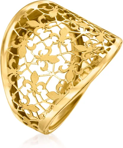 Miniatura 3 de Ross-Simons Anillo italiano de oro amarillo de 14 quilates con flor de lis, Oro, no conocido
