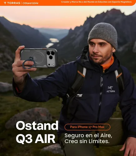 Miniatura 7 de TORRAS Ostand Q3 Air - Funda para iPhone 17 Pro Max con soporte magnético de 360°, compatible con MagSafe, probado contra caídas de grado militar