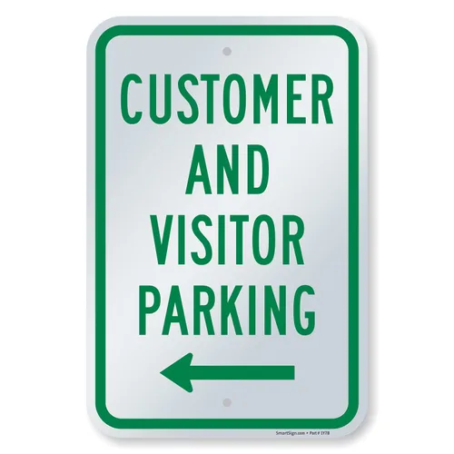 Miniatura 10 de SmartSign -K-5661-EG Letrero "Aparcamiento para clientes y visitantes" con flecha bidireccional Aluminio reflectante de grado de ingeniero 3M