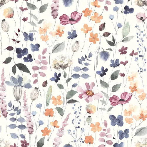 Papel tapiz floral vintage con hojas multicolor para despegar y pegar, papel de contacto floral extraíble prepegado para paredes, armarios,