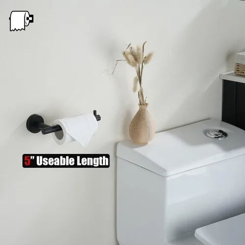 Miniatura 7 de JQK BAS165-PB - Juego de accesorios de baño de 5 piezas, soporte de pared negro mate, incluye barra de toalla de 24 pulgadas, anillo de toalla de 7