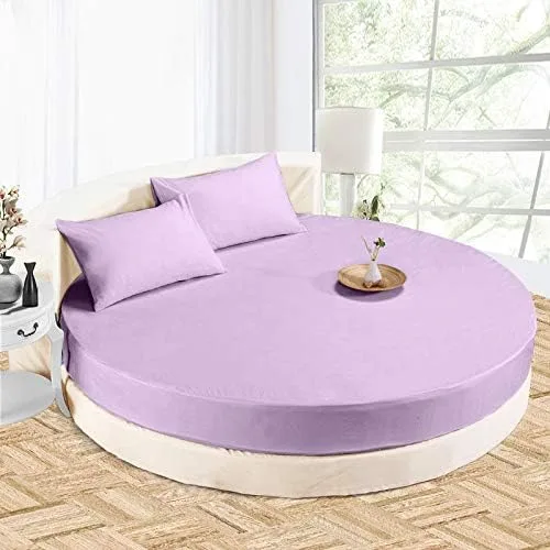Miniatura 8 de Sábana bajera redonda 100% algodón de 800 hilos, 1 sábana bajera/inferior de 18 pulgadas de profundidad y 2 fundas de almohada, juego de sábanas