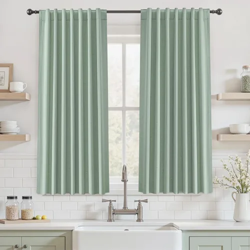 Miniatura 62 de UHITECH Cortinas opacas de 35 pulgadas de largo para sala de estar, 2 paneles, cortina opaca corta para cocina para ventanas pequeñas, cortinas