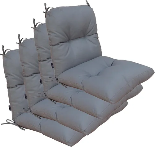 Miniatura 7 de Juego de 4 cojines de repuesto para silla de respaldo alto para interiores y exteriores, color negro