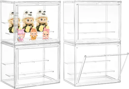 Miniatura 10 de Vitrina para coleccionables, vitrina de acrílico ajustable de 4 capas con puerta magnética, caja de exhibición apilable transparente para figuras, 1