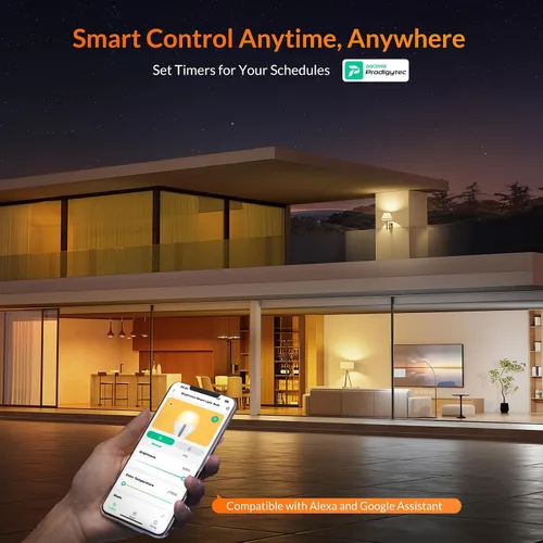 Miniatura 9 de LEPOWER-TEC Bombillas inteligentes, bombilla inteligente compatible solo con Alexa/Google Assistant, bombillas LED regulables BT/2.4G WiFi, 900LM