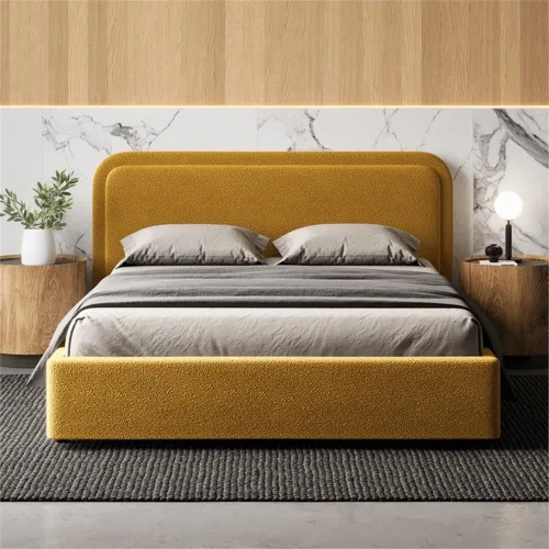 Miniatura 19 de Chloe - Cama de plataforma tapizada No requiere somier (borde negro, marco de cama queen)