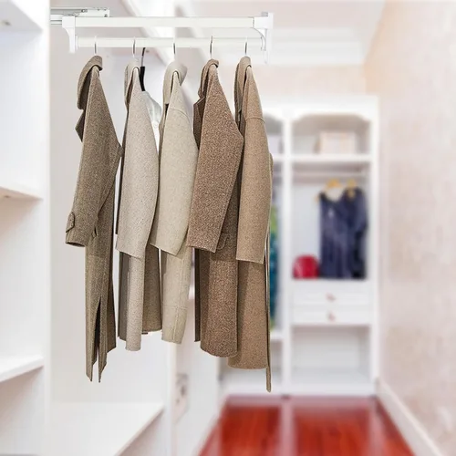 Miniatura 8 de Barra extraíble para colgar ropa, barra ajustable para perchero de ropa, barra extraíble para colgar pantalones para armarios, armarios de Blanco