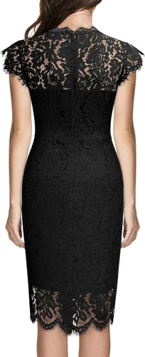 Miniatura 2 de Miusol - Vestido para mujer retro de encaje floral, ajustado, vestido de noche, para cóctel, minivestido