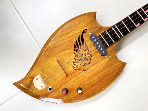Miniatura 2 de Isarn Phin Acústica Eléctrica 3 Cuerdas, Instrumento Musical Tailandés Lao Guitarra, Pin118 Musical Clásica Tailandesa Tradicional, Marrón (Pin106)