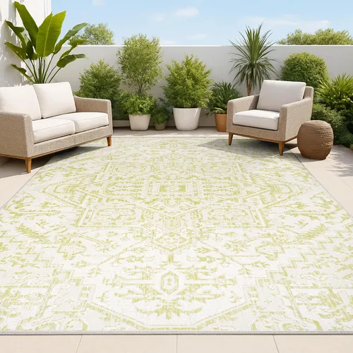 Miniatura 10 de JONATHAN Y - Alfombra Estrella interior/exterior con medallón bohemio, tejido texturizado, fácil limpieza, para dormitorio, cocina, patio, no suelta