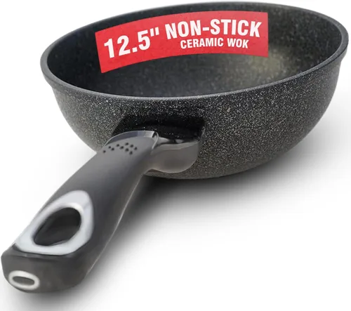 Miniatura 10 de HOME N KITCHENWARE Wok de cerámica antiadherente - Utensilios de cocina de 9 capas de alta calidad, revestimiento de mármol coreano, aluminio