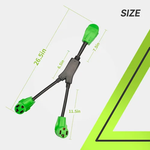 Miniatura 3 de RVMATE Divisor de secadora de 4 clavijas de 30 amperios, NEMA 14-30P a (2) receptáculo 14-30R Y de 26.5 pulgadas, chaqueta de PVC impermeable