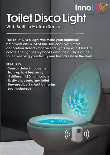 Miniatura 6 de Luz de discoteca para inodoro, luz de baño con sensor de movimiento, luces LED de baño, accesorios de baño divertidos, luces de inodoro dentro