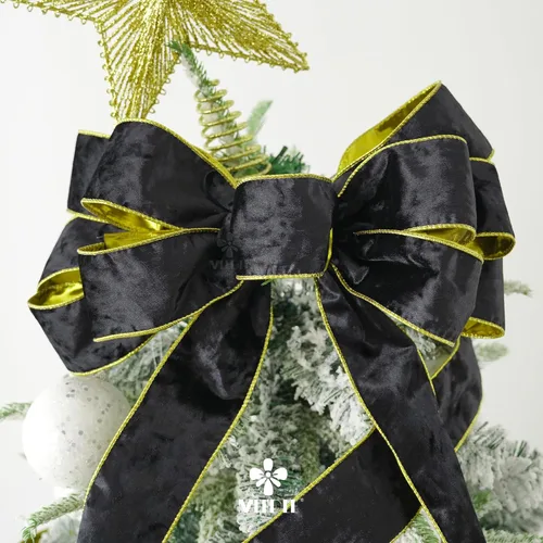 Miniatura 7 de MEEDEE Black and Gold Velvet Ribbon 2.5 inch with 10 Yards Spool Two Tone Velvet Wired Ribbon for Gift Wrapping, Halloween Wreaths, Christmas Tree