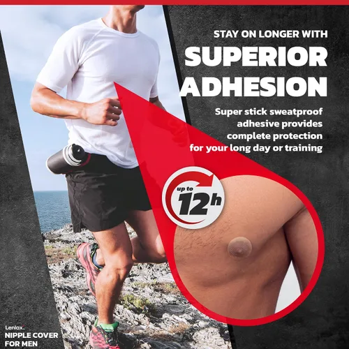 Miniatura 4 de Cubiertas para pezones para correr para hombre, 12 horas + larga duración, cinta adhesiva fuerte para pezones, no se ve debajo de la camisa