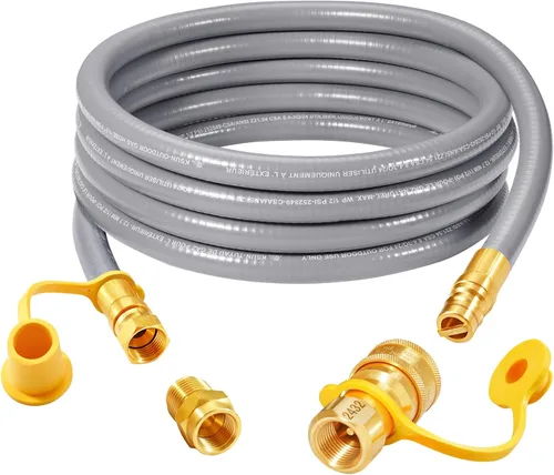 Miniatura 12 de GasSaf Manguera de gas natural de 3/8 pulgadas de diámetro interior, manguera de gas de conexión rápida de 24 pies con rosca de tubo hembra de 3/8 x