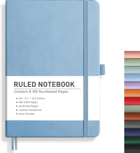 Miniatura 20 de RETTACY Cuaderno rayado, 192 páginas numeradas, tamaño A5 mediano (5.7 x 8.3 pulgadas), para hombres y mujeres, para hacer notas, escritura, trabajo