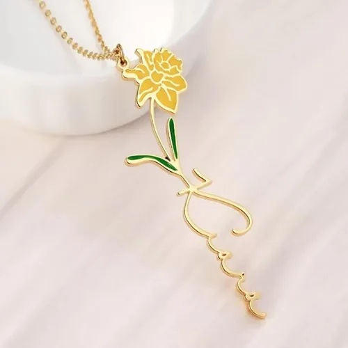 Miniatura 6 de Birth Flower Name Necklace Personalized 18K Gold Plated Birth Month Flower Necklace Dainty Flower Necklace Custom Jewelry Mothers Birthday Christmas