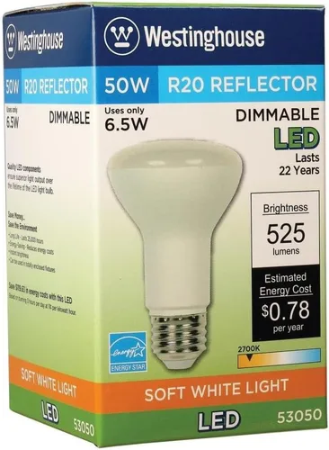 Miniatura 3 de Westinghouse 5305000 - Bombilla LED Energy Star de 50 vatios equivalente a 50 W, regulable, color blanco suave, con base media, 1 unidad