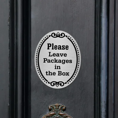 Miniatura 3 de SmartSign Letrero de puerta con placa de diamante con texto en inglés "Please Leave Packages in the Box", aluminio de 4 x 5 pulgadas, fabricado