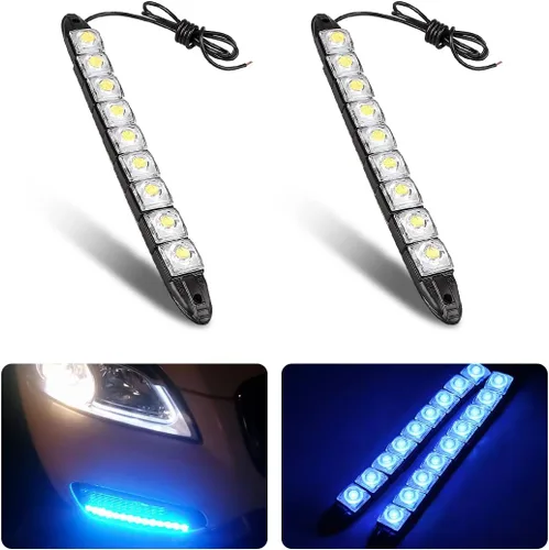 Miniatura 8 de 2 piezas de 9 LED tira de luces de circulación diurna DRL, lámpara antiniebla de punto brillante flexible, luz de alto poder de despeje, accesorios