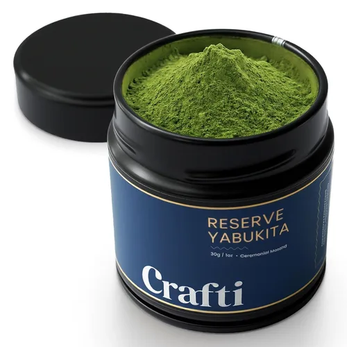 Miniatura 12 de Crafti Polvo de matcha de grado ceremonial (orgánico) – Polvo de té verde matcha japonés auténtico sin azúcar de Uji, Kyoto para lattes de grado