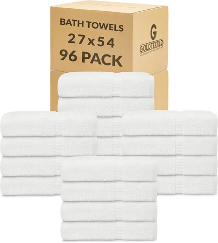 Miniatura 17 de GOLD TEXTILES Juego de toallas de baño prémium (paquete de 12, 27 x 54 pulgadas), 100% algodón hilado en anillo, para hotel, spa, suaves y Blanco