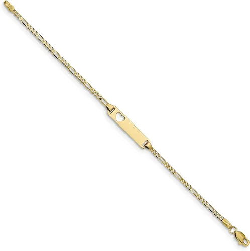 Miniatura 7 de Pulsera de oro amarillo de 10 quilates para niños con diseño de corazón recortado y cierre de langosta
