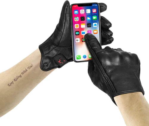 Miniatura 4 de Guantes de motocicleta de piel de cabra de dedo completo con pantalla táctil, para hombre y mujer, sin perforaciones, tallas S, M, L, XL y XXL