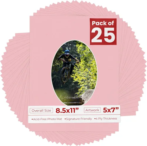 Miniatura 44 de Tapete de 8.5 x 11 pulgadas con corte biselado para fotos de 5 x 7 pulgadas, diseño ovalado, color azul bebé, sin ácidos, mate para proteger tus
