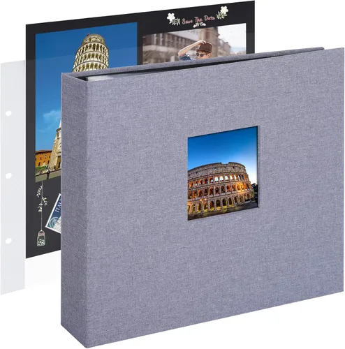 Miniatura 32 de 1DOT2 Álbum de fotos de scrapbook DIY grande de 12 x 12 pulgadas con 3 anillos, diario con 30 fundas de plástico, 60 páginas y cubierta de papel