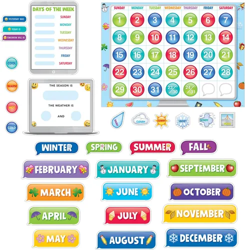 Miniatura 14 de Creative Teaching Press Bold & Bright - Juego de calendario, tablón de anuncios CTP y exhibición para el aula, 67 piezas