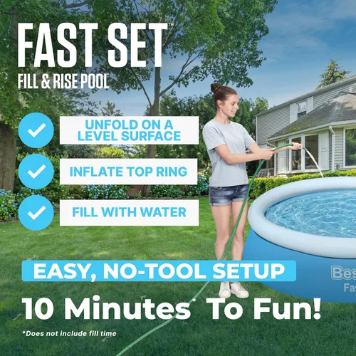 Miniatura 4 de Bestway Piscina inflable sobre el suelo, redonda de 6 x 20 pulgadas, material Tritech resistente a pinchazos, capacidad de 248 galones, fácil