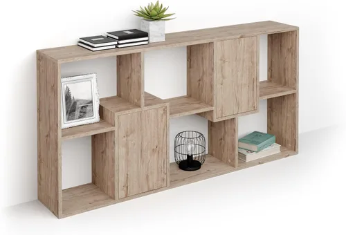 Miniatura 53 de Mobili Fiver, Iacopo XS Estantería con puertas de panel (63.31 x 31.5 pulgadas), color negro Ashwood, Made in Italy
