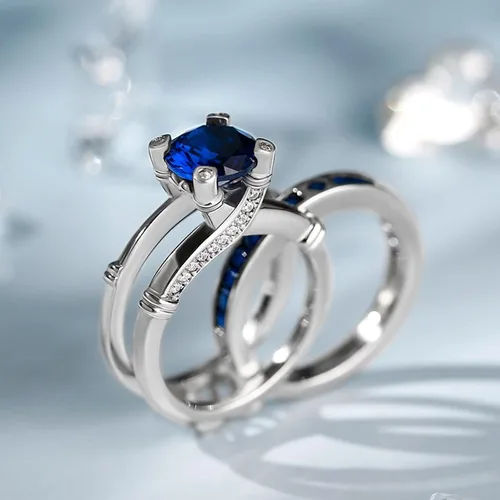 Miniatura 5 de Jeulia - Anillo de plata de ley con circonitas intercambiables para mujer, para boda, compromiso, aniversario