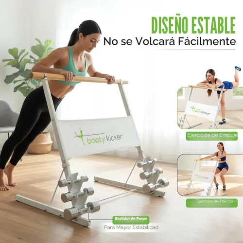 Miniatura 3 de Portable Folding Exercise Bar for Barre, Balance and Ballet Home Workouts, Strong Freestanding Stable Design Blanco